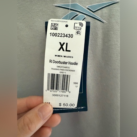 Reebok Hoodie Women SZ XL Grey Fleece Pull Over Logo New Casual Outerwear Jacket - Picture 3 of 9
